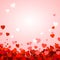 Valentine`s day background with hearts. Romantic decoration elements. Background with falling hearts confetti. Vector