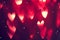 Valentine`s Day background. Holiday background with red glowing hearts