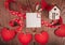 Valentine`s day background with love letters, keys and heart shapes. New house.