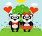 Valentine\'s day background with pandas