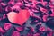 Valentine\'s Day background. . petals of red roses in the shape o