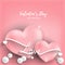 Valentine`s Day background of pink hearts with white pearl and Love text with copy space on pink background.