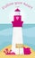 Valentine`s day background. Pink lighthouse of love.