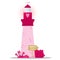 Valentine`s day background. Pink lighthouse of love