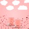 Valentine s day background with product podium with hearts on pink background
