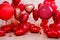 Valentine`s day background - red circle and heart shaped balloons