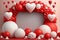 Valentine\\\'s day background with red and white balloons and hearts. Generative AI