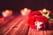 Valentine`s day background with rose, candles