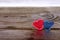 Valentine`s day background, transparent red and blue heart