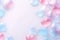 Valentine's Day background, with voluminous transparent hearts, with copy space, in soft pink color.