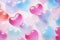 Valentine's Day background, with voluminous transparent hearts, with copy space, in soft pink color.