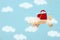Valentine& x27;s day background. Wooden toy plane with heart flying in the sky.
