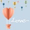 Valentine`s day balloon heart on blue blackground