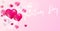 Valentine`s day, banner template. Pink heart with lettering, on background. Heart tags poster design.