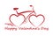 Valentine`s Day. Bicycle with hearts instead of wheels