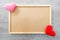 Valentine`s Day Board on wodden background with pink and red heart