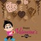 Valentine\'s Day and Boyfriend Love Confess on Heart chocolate Party background. Vector Party Heart chocolate and full heart on col