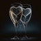 Valentine`s Day Bubbles: Romantic Image of Two Champagne Glasses with Hearts Inside. Ai generated art