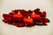 Valentine`s Day burning heart red candles rose petals