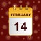 Valentine s day, calendar icon on lace pattern