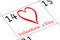 Valentine`s Day Calender with Heart and writing