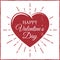 Valentine`s day card with heart adn rays.