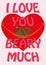 Valentine`s Day card with quote I Love You Beary Much and a