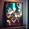 Valentine's Day card with shiny hearts in the frame. Lava lamp or glass styled hearts composition for romantic
