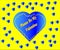 Valentine& x27;s day cards please be mine Valentine love card blue heart on yellow background