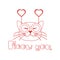 Valentine\'s Day Cat in carnival glasses with heart