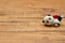 Valentine`s Day. A ceramic panda figurine holding a red heart