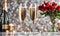 Valentine\\\'s Day champagne glasses on romantic table