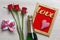 Valentine`s Day, Champagne, hearts, gift box, decoration, card