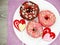 Valentine`s day chocolate donuts heart lollipop and sweet food d