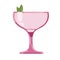 Valentine s Day cocktail with strawberries. Glass icon. Vector illustration.
