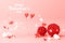 Valentine`s day concept background with red and pink hearts star rose