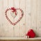 Valentine`s day concept. Decor heart vines and a small gift box