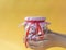 Valentine`s day concept. Woman holding or giving as a gift to her lover Jar of papers with sweet desires, wishes or dreams