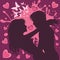 Valentine`s Day Couple of Lovers in Purple and Pink Vector Illustration