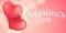 Valentine`s Day cover. Flying balloons from the heart with calligraphy. Abstract lights bokeh on a pink background. Romantic