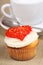 Valentine\'s day cupcake and cappuccino