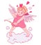 Valentine`s day. Cupid with a bow and arrow takes aim. Vector illustration isolated on white background.