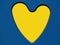 Valentine`s day cutout of yellow heart in blue wooden panel