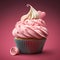 Valentine\\\'s Day Delight: A Pink Cupcake. Generative AI