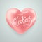 Valentine`s day design, pink big heart on a light background. Sale poster, blank, love, sale, flyer. 3D illustration, 3D render