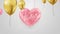 Valentine`s day design, pink and gold balloons on a light background. love.