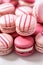 Valentine\\\'s Day dessert idea, delicious pink macarons on a platter, sweet romantic gift