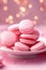 Valentine\\\'s Day dessert idea, delicious pink macarons on a platter, sweet romantic gift