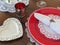 A Valentine`s Day dinner table set for two -- how romantic.