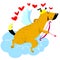 Valentine`s Day dog character. Dog in cupid or angel fancy costu